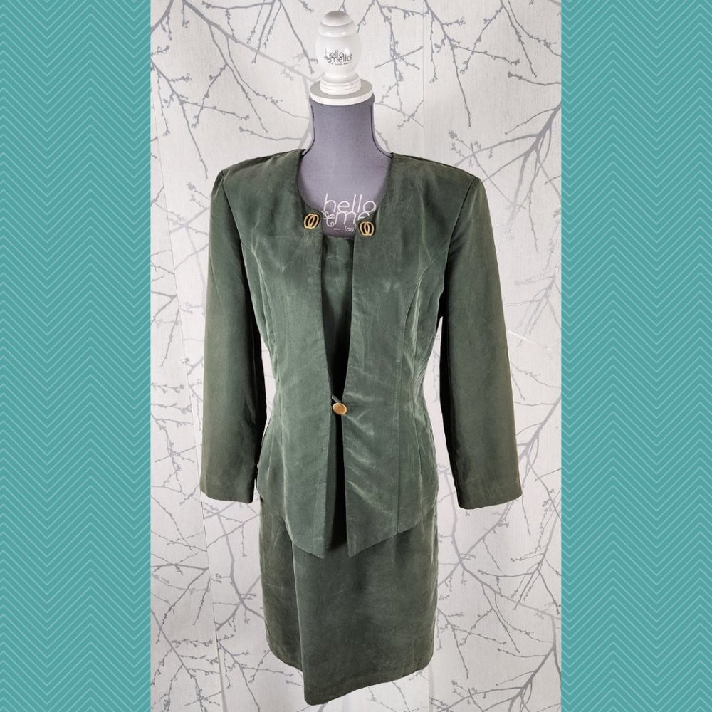 Joseph Ribkoff VTG Green Layered Suit Dress